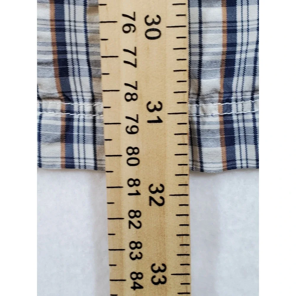 The North Face Men's XL Plaid Hiking Shirt Short Sleeve Blue Orange 196029